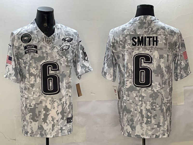 Men Philadelphia Eagles #6 Smith Camo Nike 2025 Salute to Service Limited NFL Jersey style 6
